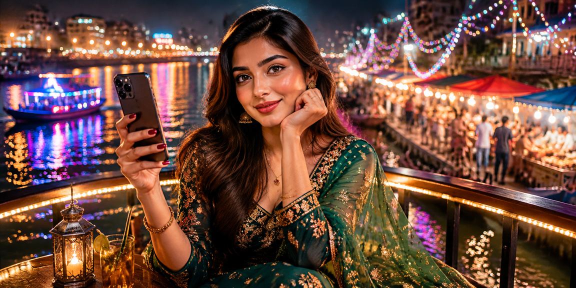 কুমিল্লার রাতের বাজারে মোবাইলে ক্যাসিনো গেম খেলার দৃশ্য